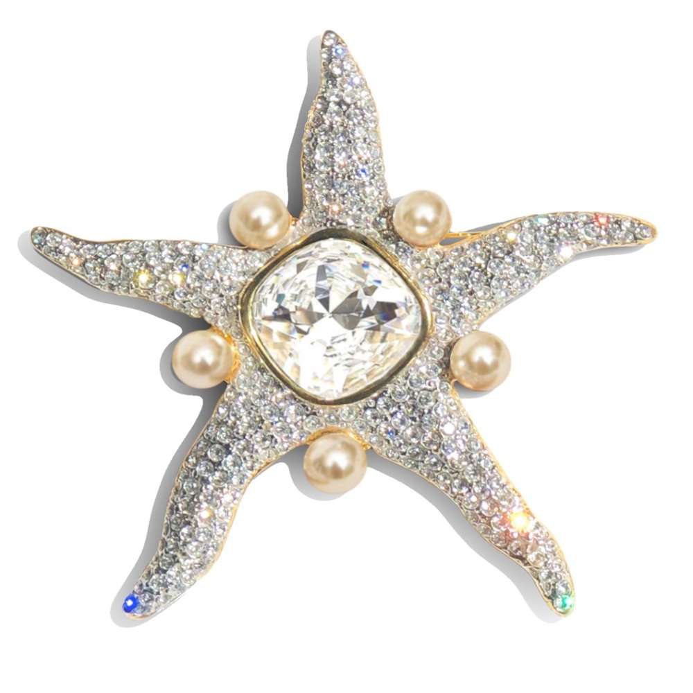 VALENTINO VINTAGE STARFISH-SHAPED LIZ TAYLOR PIN - Picture 2 of 2
